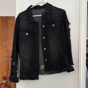 Black Distressed Denim Jacket